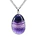 iSTONE Natural Gemstone Water Drop Fluorite Pendant Necklace with Stainless Steel Chain 20 Inch