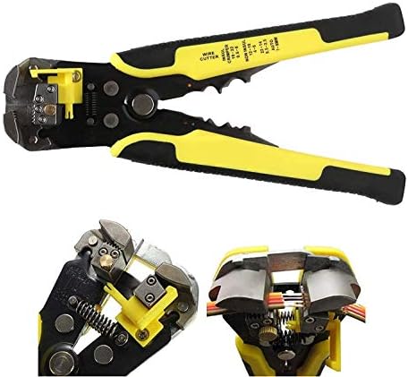 Techtest Self-Adjusting Automatic Cable Cutter Crimper with 5 in 1 Multi-Tool Wire Stripping Cutting Pliers, 10-24 AWG, Large (Yellow)