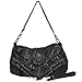 MG Collection Parkin Skull Studded Fringe Beads Purse, Black, One Size