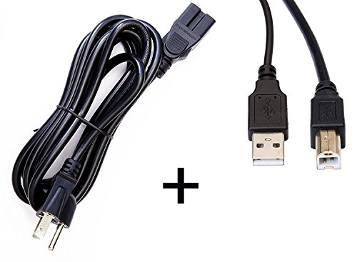 OMNIHIL (8 FT) AC Cord + (8 FT) 2.0 USB Cable Compatible with Dell Laser, Multifuction B&W Printers