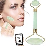 Jade Roller for Face Massager Anti Aging Facial Therapy - 100% Natural Jade Stone - Handmade - Face Slimmer - Gift Box Included