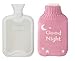 2 Liter Premium Classic Rubber Hot Water Bottle w/Cute Knit Cover (2 Liter, Beige/Pink Good Night)