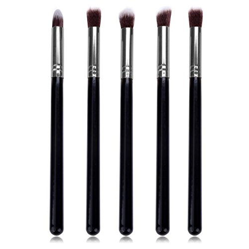 Zhuygba Makeup Eye Brush Set, Essential 5 Pcs Makeup Brushes,Pro MakeUp Cosmetic Set Eyeshadow Foundation Wood Brush Blusher Tools(Silver)