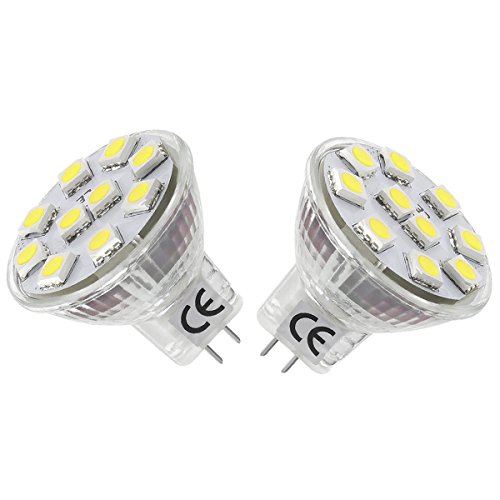 LE 2 Pack 1.8W MR11 GU4.0 LED Bulbs, 20W Halogen Bulbs Equivalent, GU4 Base, 165lm, 12V AC/DC, 120° Flood Beam, Daylight White, 6000K, LED Light Bulbs