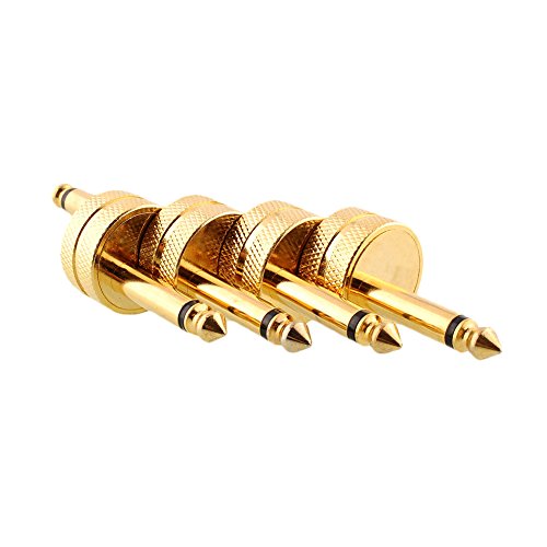 Cewaal 4 Pieces Guitar Audio Connector Musical Dual Instrument Plug Patch Solder Converter Effect Pedal