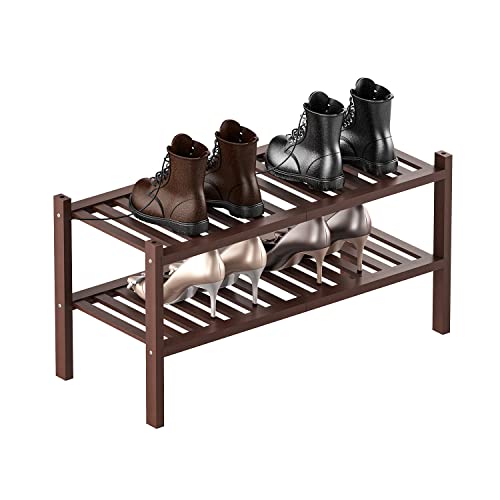 Amazon Tier Shoe Rack Wood Furshus 2-Tier Bamboo Shoe Rack For