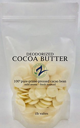 RAW Cocoa Butter-Deodorized_Food Grade | 100% Pure-Prime-Pressed | DIY Lotions, Stretch Marks, Lips. (16 Ounce Deodorized Wafers)