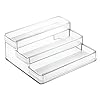 mDesign-Expandable-Kitchen-Cabinet-Organiser-Rack-for-Spices-Condiments-Canned-Food-3-Tiers-Clear mDesign Expandable Kitchen Cabinet Organiser Rack for Spices, Condiments, Canned Food - 3 Tiers, Clear