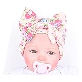 Mikey Store Newborn Baby Hospital Hat With Flower Bowknot Flower (Pink)