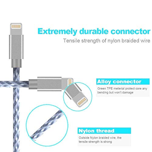 image for Loopilops MFi Certified Lightning Cable,iPhone Charger 5 Pack(3/3/6/6/