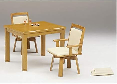 Amazon Co Jp ハイタイプこたつ こたつukt 914 90センチ幅 小型長方形 肘掛付回転椅子2脚の3点セット ダイニングコタツ ライトブラウン色 ホーム キッチン