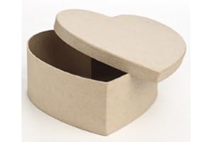 FACTORY DIRECT CRAFT Pack of 4 Paper Mache Heart Boxes - Blank Premade Papier Mache Heart Shaped Cardboard Craft Boxes with Lids for Gifts, Candies and More. Decorate or Leave As Is (7-1/2" x 7-1/2" x 3")