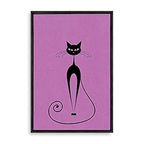 Framed Canvas Wall Art for Living Room, Bedroom Cat Illustration IX Canvas Prints for Home Decoration Ready to Hang - 16x24 inches