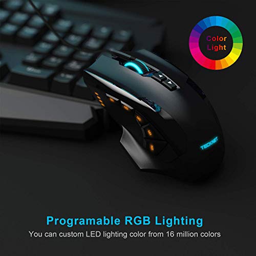 M009 Gaming Mouse with 16400 DPI, Wired RGB LED Backlit Computer Mice, 10 Programmable