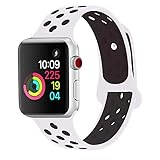 RUOQINI Compatible for Apple Watch Band 40MM, Dual-Color Soft Silicone Sport Replacement Band Compatible for Apple Watch Series 4 (S/M Size in White/Black Color)