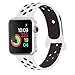RUOQINI Compatible for Apple Watch Band 40MM, Dual-Color Soft Silicone Sport Replacement Band Compatible for Apple Watch Series 4 (S/M Size in White/Black Color)
