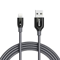 Anker PowerLine+ Lightning Cable (6ft) Durable and Fast Charging Cable [Double Braided Nylon] for iPhone, iPad and More(Gray)