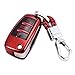 TurningMax Keyless Entry Remote Cases Key Fob Cover with Keychain Full Protection Soft TPU Holder Shell for 3 Button Lip Key Compatible for Audi A3 A4 A6 A6L A8 TT Q7 S6, etc - Red