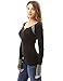 PattyBoutik Women's Long Sleeve Strip Trim Henley Blouse (Black S)