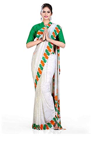 Uniform Sarees Womens Georgette Saree With Blouse Piece (138/015_Green)