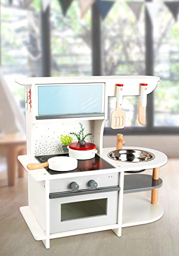 small foot Kinderküche "Grazil" mit Backofen, Pfanne, Kochtopf, Küchenhelfern und Waschbecken, ab 3 Jahren, 11159, 45 x 22 x 42 cm – Bild 5