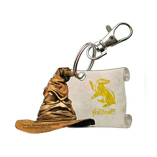 Harry Potter Keychain â€“ Crest Shaped Acrylic â€“ Fused Image Officially Licensed - Hufflepuff