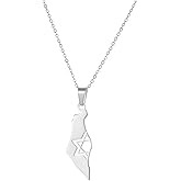 JunRover Stainless Steel Megan David Necklace for Women | Menorah | Hebrew Chai Charm Choker | Map Of Israel | Jewish Symbol Protection Jewelry Include a Gift Box