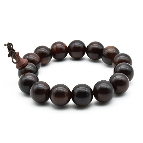 Zen Dear Unisex Natural Rosewood Prayer Beads Buddha Buddhist Prayer Meditation Mala Necklace Bracelet (15mm 15 beads)