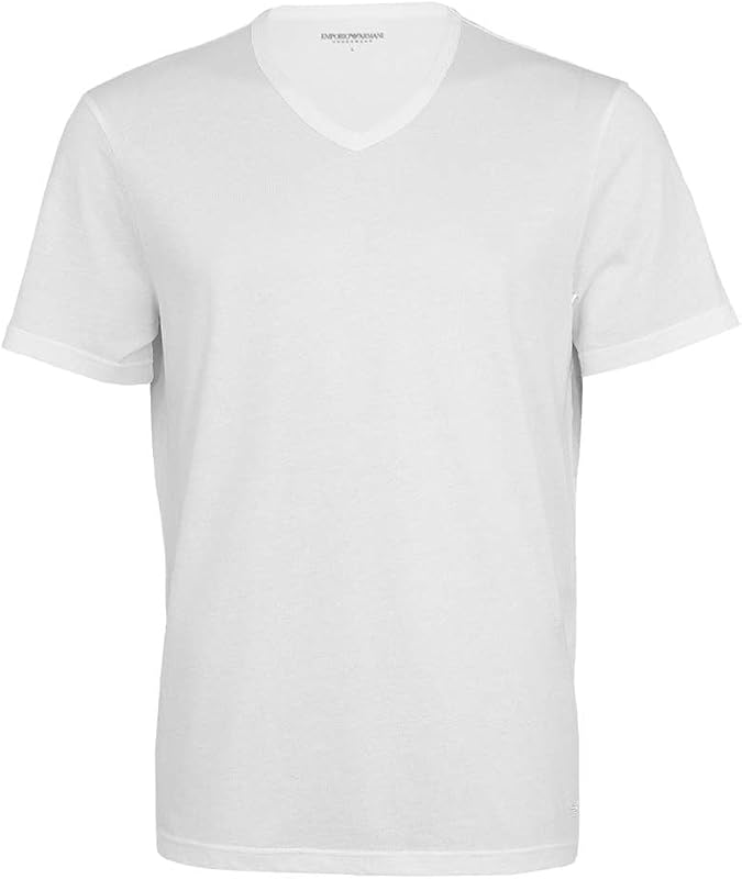 Paquete de 2 Camisetas de algodón Puro con Cuello en V para Hombre, Color Blanco, Talla S