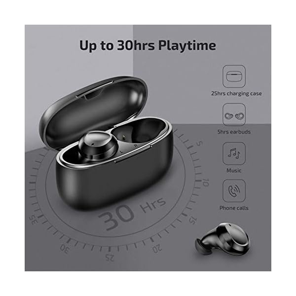 LETSCOM-T30-Wireless-Headphones-Bluetooth-Earbuds-Earphones-with-Built-in-Mic-Black LETSCOM T30 Wireless Headphones, Bluetooth Earbuds Earphones with Built-in Mic, Black