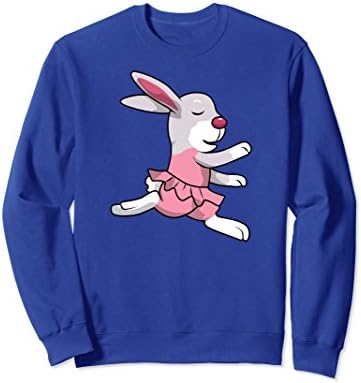 Unisex Ballet Dancing Fuzzy Bunny with TuTu Leaping Kids Sweater 2XL Royal Blue