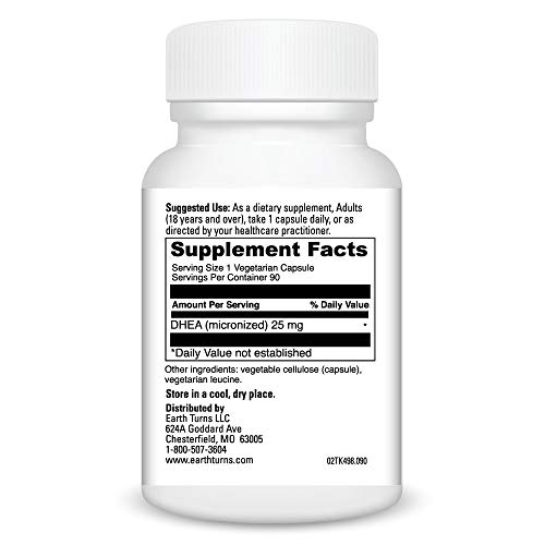 EarthTurns Dhea 25 Mg (Mirconized) Adrenal Support Supplement 90