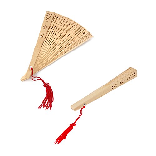 image for Grosun 10 Packs Chinese Sandalwood Fans, Handheld Folding Fans with Ta