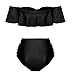 Huiyuzhi Women's Sexy Off Shoulder Ruffle Swimsuit Two Piece High Waist Bikini Set Swimwear