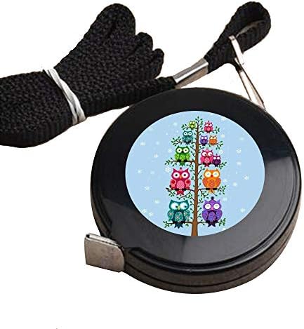 1.5 Meter Black Tape Measure Colorful Owls Tree Tape Measure for Body Customized Image Tape Measure Sewing Automatic Retractable Tape Measure Clothing Measuring Tape Measure Fractions Self Lock Tape