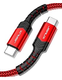 JSAUX - Cable USB tipo C (3 A, 2 unidades) JSAUX USB-C a USB-C, carga rápida, cable de carga trenzado, compatible con Google Pixel 2 XL, Nexus 6P, Galaxy S9 S8 Plus, Note 8, Huawei Matebook, MacBook nuevo, rojo)