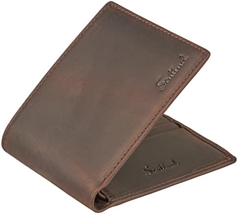 Men's RFID Blocking Faraday Cage Wallet Vintage Slim Brown Cowhide Bifold by Sentinel Leather