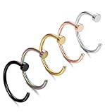 Besteel 20G 5pcs Body Jewelry Piercing Stainless Steel Hoop Nose Ring Set for Women