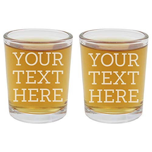 2pk Personalized Etched Custom Message 2.5oz Shot Glasses
