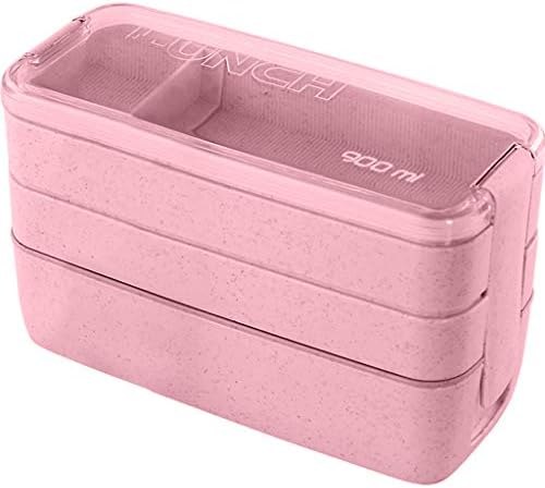 Leakproof Bento Lunch Box for Kids, Diadia 3 Layer Bento Box 900ML Lunch Container Set Cute Safe Prep Box for Boys Girls Children School (Pink)