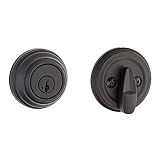Kwikset 99800-0097 980 Single Cylinder Traditional Round Deadbolt Door Lock Set featuring SmartKey Security in Iron Black