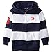 U.S. Polo Assn. Little Boys' Cut and Sew Fleece Zip-Up Hoodie, White, 5/6