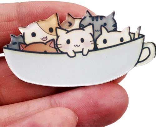Cartoon Cat Acrylic Brooch for Women Clothes Badge Icons Brooches Pins