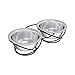 Set of 2 Stainless Steel Dog Bowls - 40oz Pet Bowls with Decorative Dog Food Stand - Metal Food and Water Dishes for Large Pets - Puppy Essentials by PETMAKER (Silver/Black)