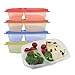 Prefer Green 3-Compartment Bento Lunch Box Containers, Leakproof, Food Storage Containers,36 oz, Set of 4 (Colorful)