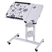 Ellymi Laptop Rolling Cart Table Height Adjustable Mobile Laptop Stand Desk with Wheels for Hospital and Home Use