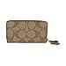 Coach Small Signature PVC Double Zip Coin Case 63975 Khaki Saddle