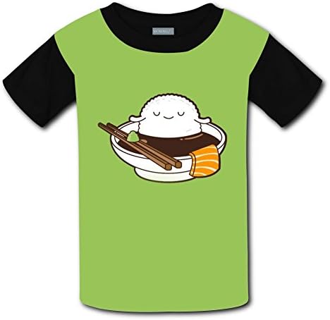Round Neck 100% Polyester Fiber Soft Short Sleeve Top Tee Shirt For Boys Girls,Print Sushi,Xl