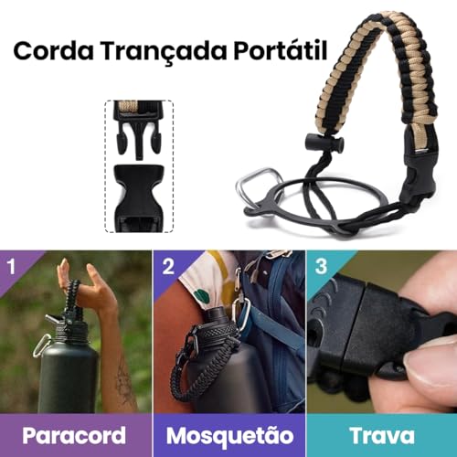 Garrafa Térmica De Água Isolada 950ml Quente & Frio De Aço Inox Com Alça (Caqui)