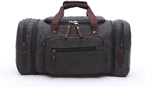 VAARU Extendable Canvas Travel Duffel Bag Big Capacity Luggage Case Weekend Bag Black